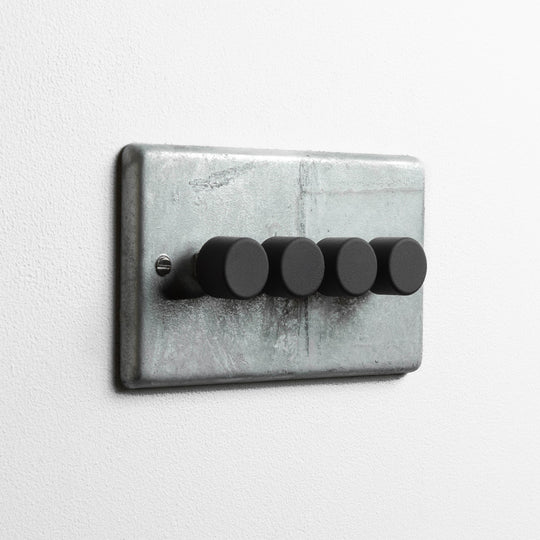 Galvanised 4 Gang 2 Way Dimmer Switch
