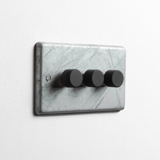 Galvanised 3 Gang 2 Way Dimmer Switch