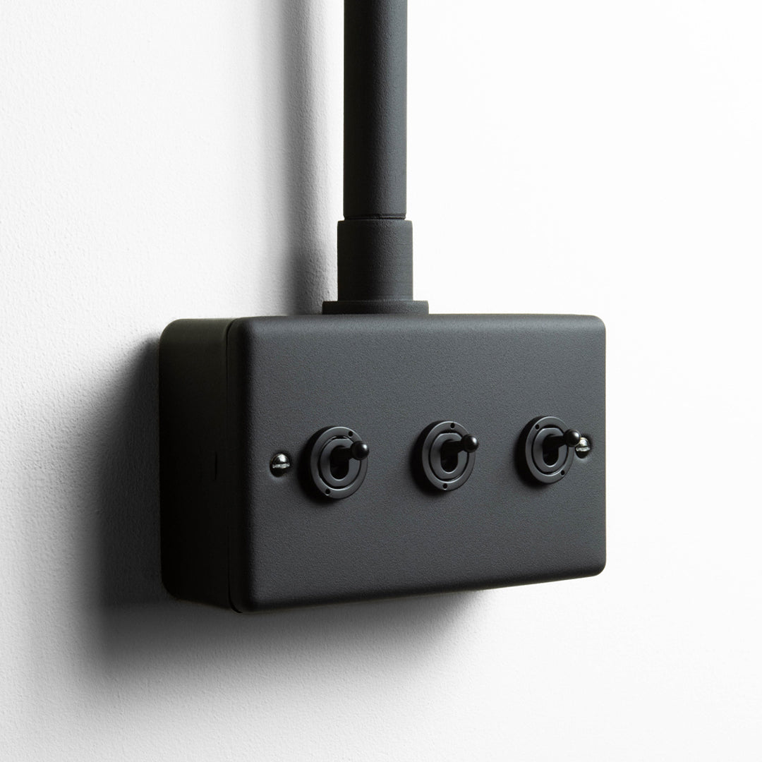 Textured Black 3 Gang Intermediate Toggle Switch