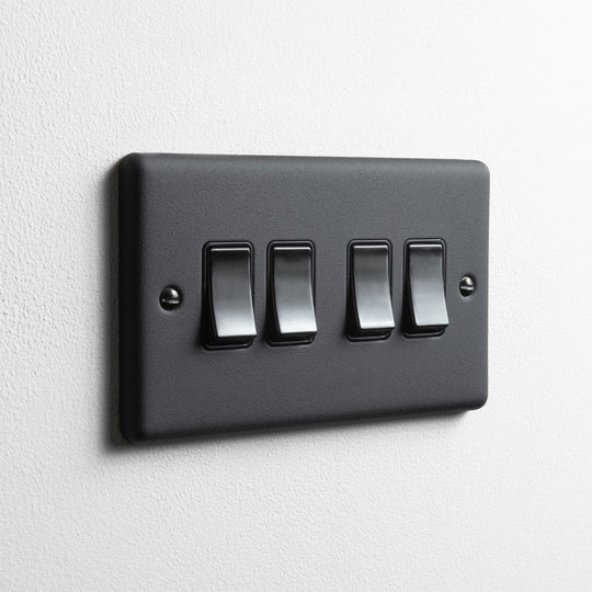 Textured Black 4 Gang 2 Way Switch