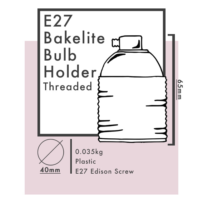 E27 Bakelite Bulb Holders - Black