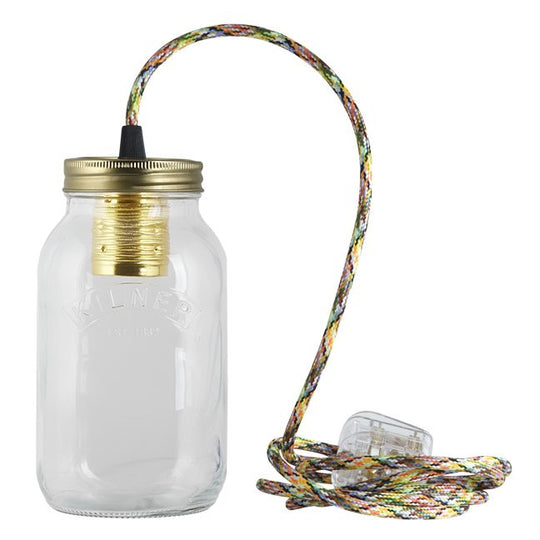 Tutti Fruitti Fabric Cable Jam Jar Lamp
