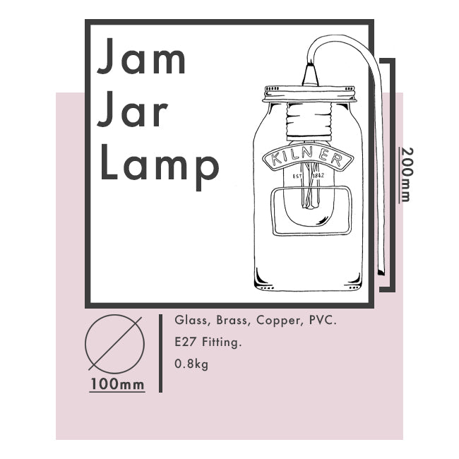 Red Fabric Cable Jam Jar Lamp