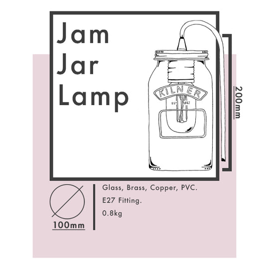 Red Fabric Cable Jam Jar Lamp